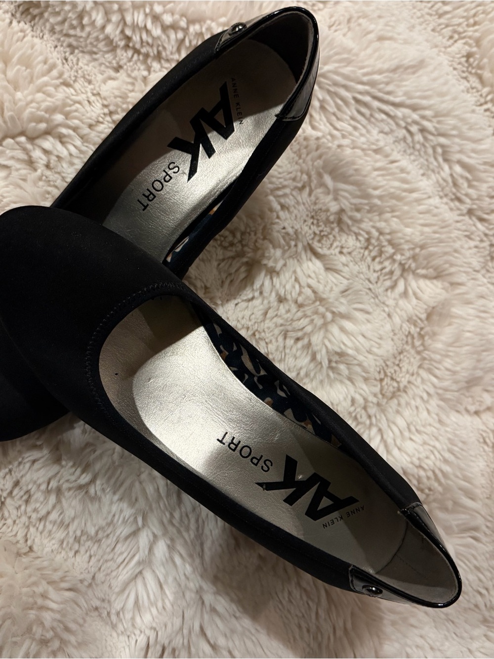 Anne Klein Black Slip-On Ballet Flats with Cushioned Insole